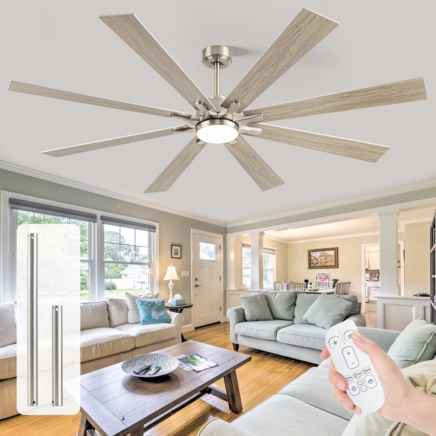 62/72-inch Industrial Ceiling Fan with Light