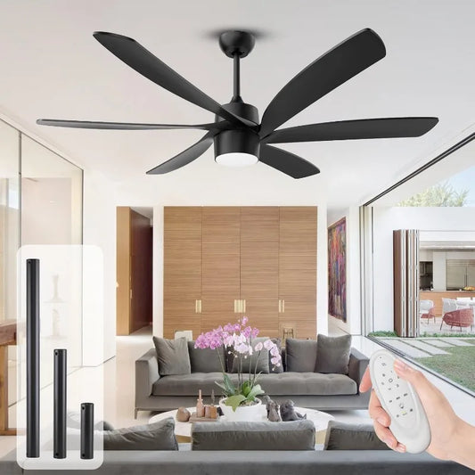 64 inch Black Ceiling Fan with Light