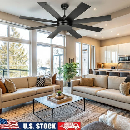 60 Inch Modern Black Ceiling Fan