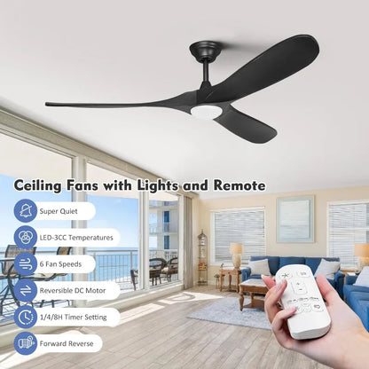 70'' Black Ceiling Fan with Light