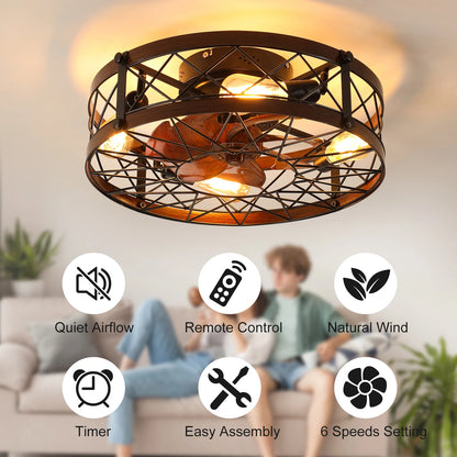 20" Caged Ceiling Fans with Lights