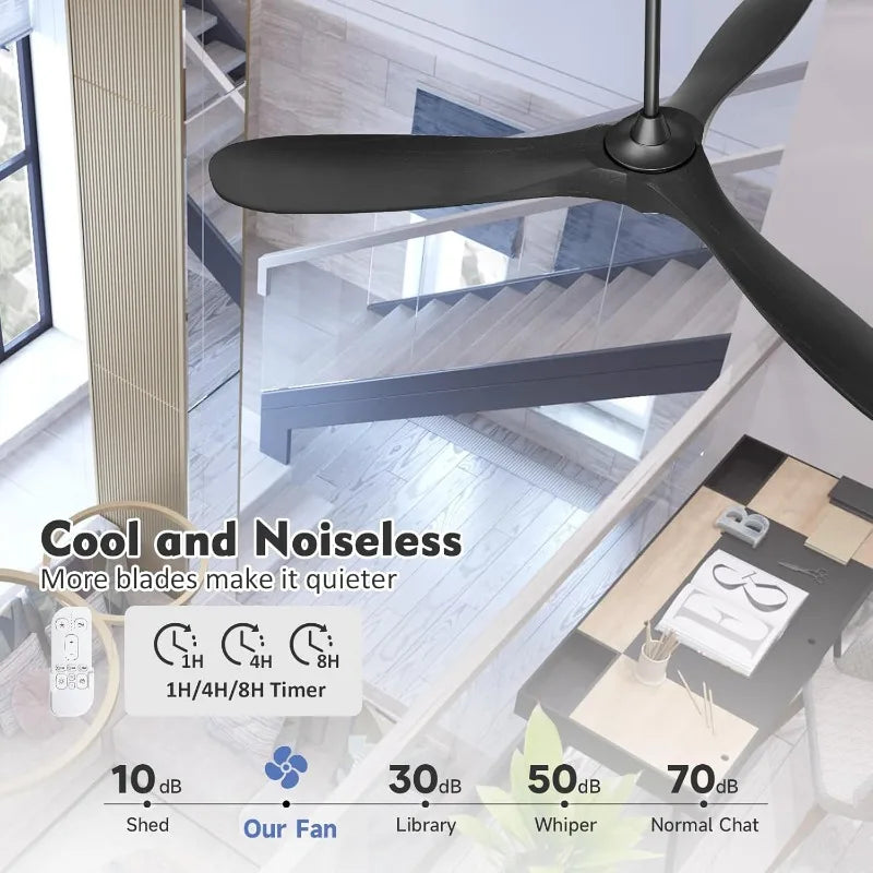 70'' Black Ceiling Fan with Light