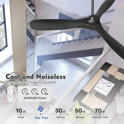 70'' Black Ceiling Fan with Light