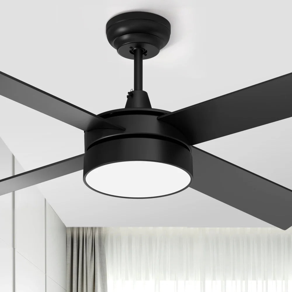 48" Black Ceiling Fan with Light
