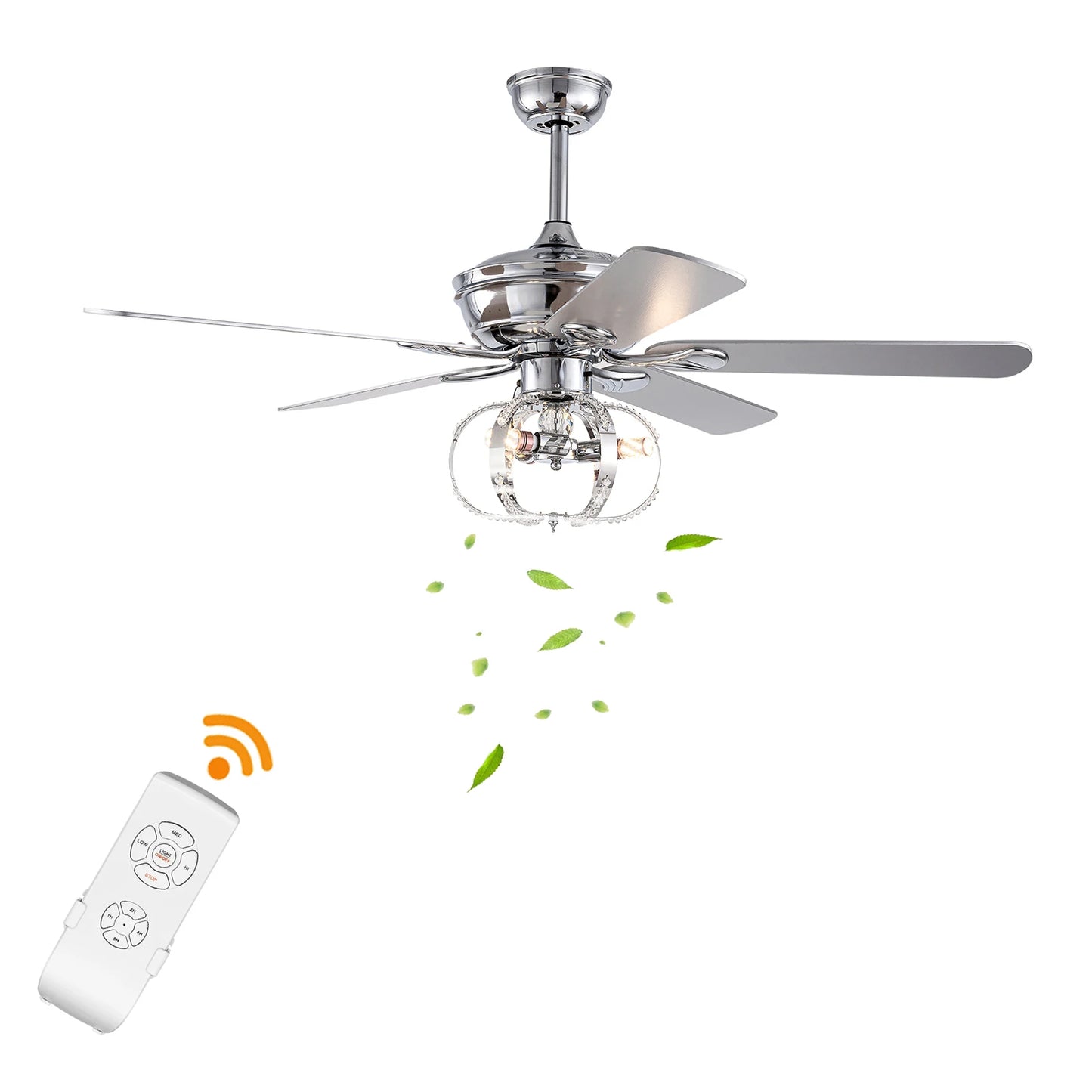 52" Crystal Cage Ceiling Fan Chandelier