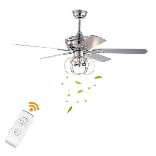 52" Crystal Cage Ceiling Fan Chandelier