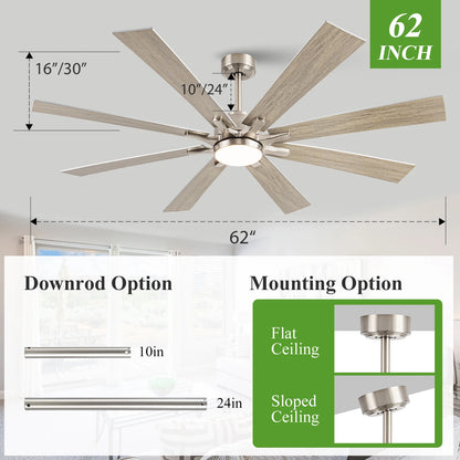 62"Ceiling Fan with Light