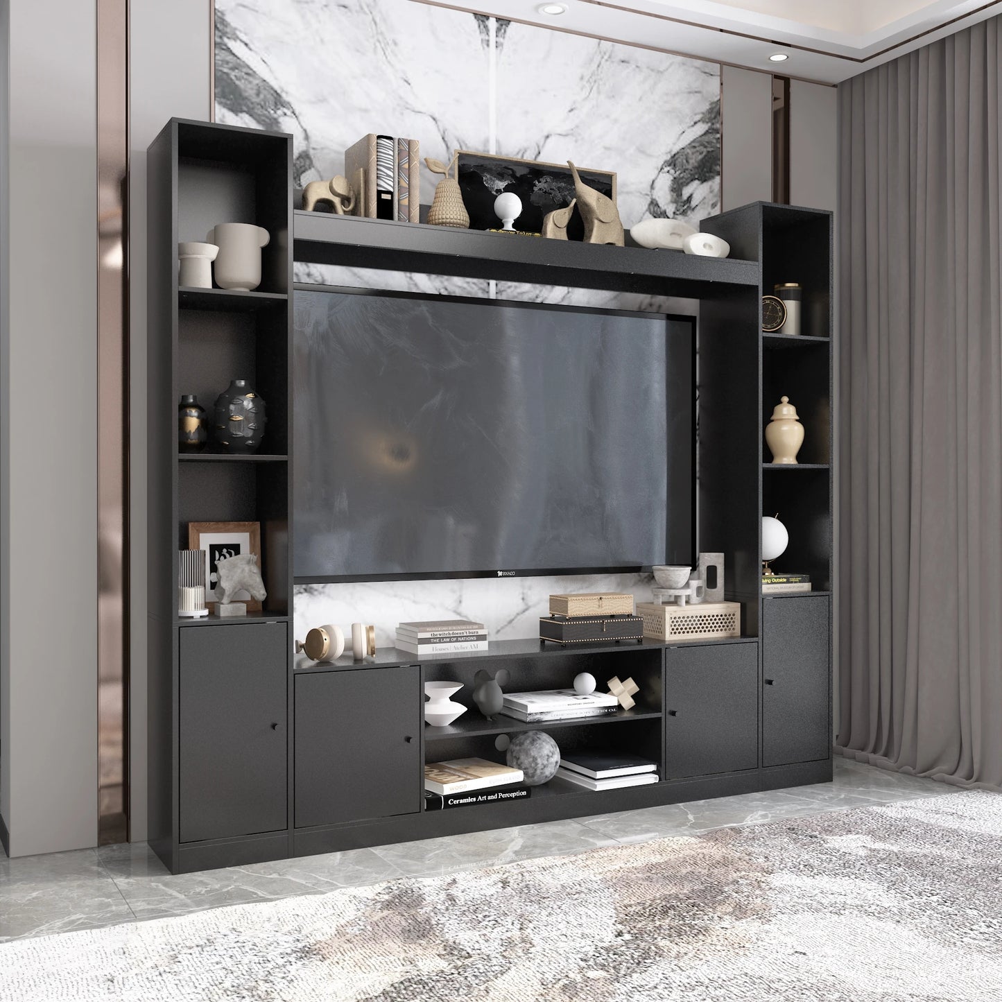 81.1'' modern wall unit 4-door TV stand