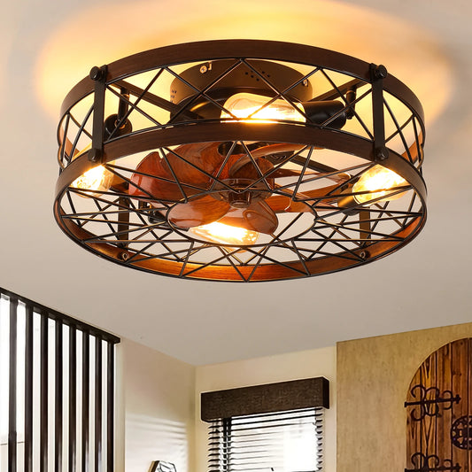 20" Caged Ceiling Fans with Lights