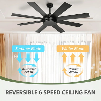 60 Inch Modern Black Ceiling Fan