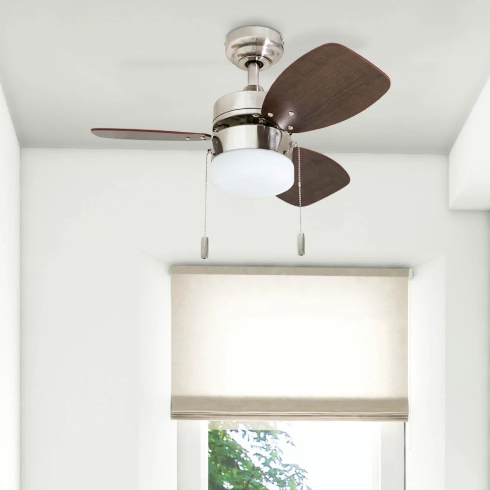 30" Brushed Nickel Ceiling Fan with Light