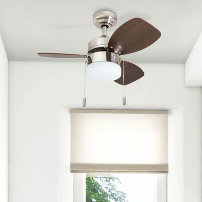 30" Brushed Nickel Ceiling Fan with Light