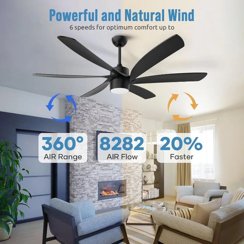 64 inch Black Ceiling Fan with Light