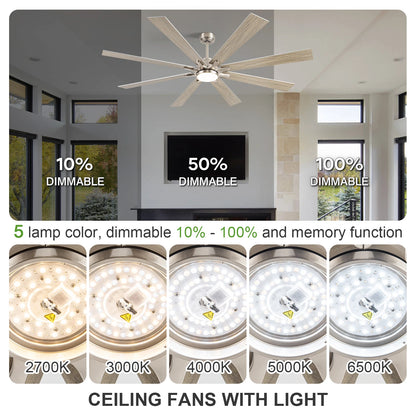 62/72-inch Industrial Ceiling Fan with Light
