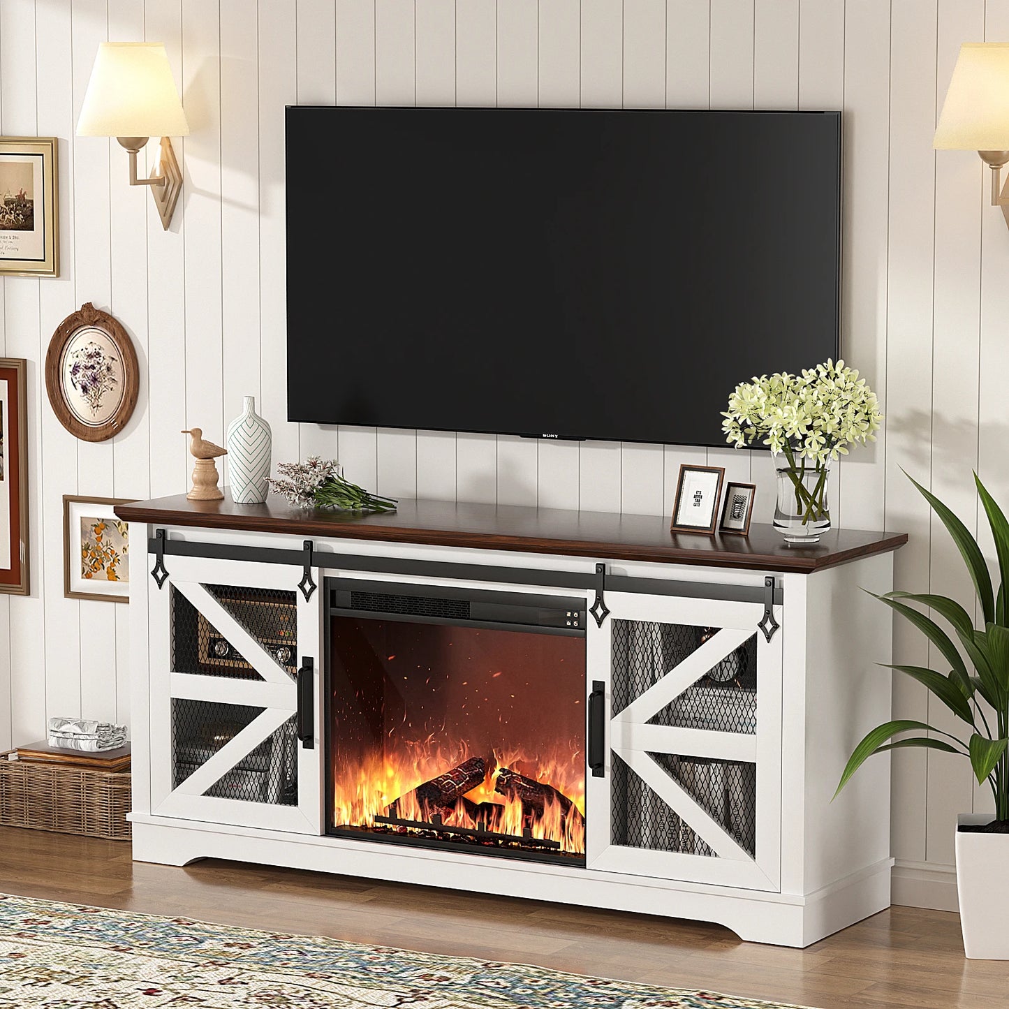TV Stand for TVs up to 60’’ with Fireplace,
