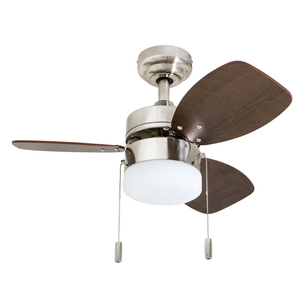 30" Brushed Nickel Ceiling Fan with Light
