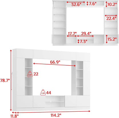 114" Large Wall Unit Entertainment Center
